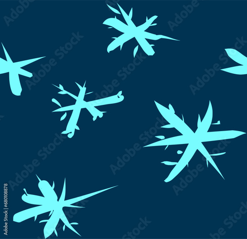 Seamless pattern of doodle snowflakes on a night background. For winter, snow-covered sketch backgrounds, wrappers, packaging. Vector.