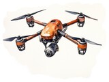 Drone , watercolor illustration isolated on white