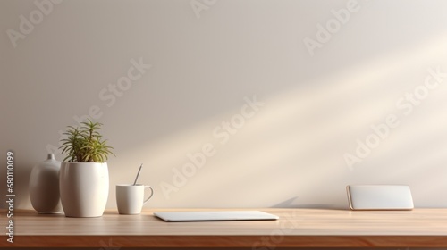 Wallpaper Mural Minimalist modern simple white desk office at home Torontodigital.ca