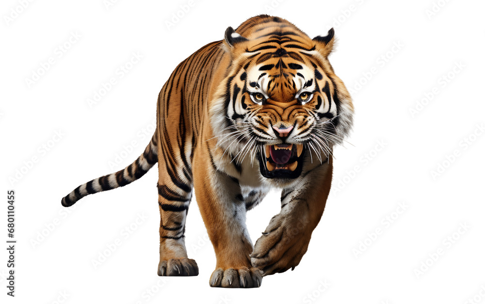 tiger roaring on transparent background.