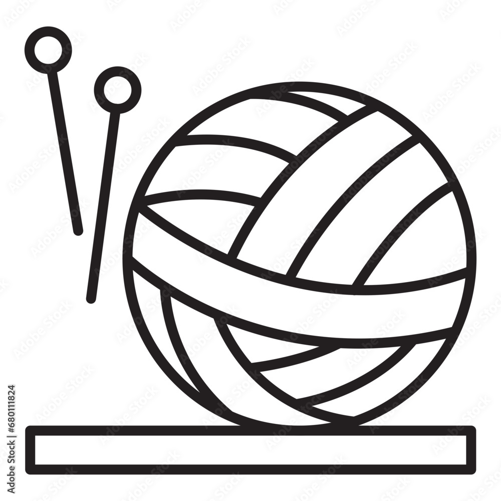 Yarn ball and needles icon. Knitting icon Yarn ball and needles icon. Knitting icon