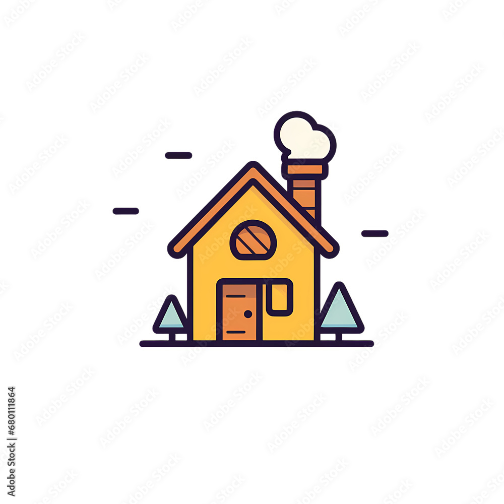 Simple house illustration, material, icon, vector, decorative design element, transparent background, app icon