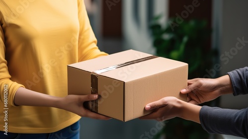 Persons holding a cardboard box