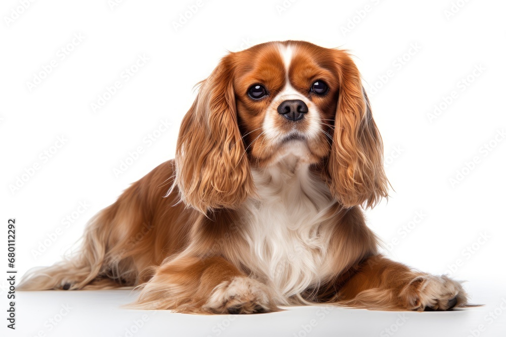 Cavalier King Charles Spaniel cute dog isolated on white background