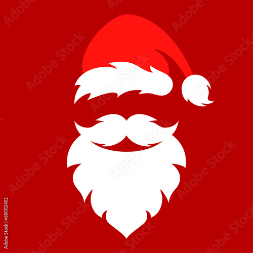 Santa Claus costume with cap beard and moustaches, Christmas greeting card