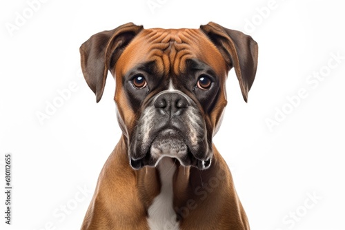 Boxer cute dog isolated on white background © Karlaage