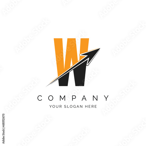 W Letter with Arrow Logo Template Illustration. W Alphabet Concept Design Modern Vector Monogram Icon