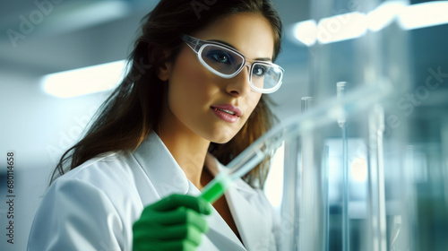 Scientist with Test Tube - Green Background