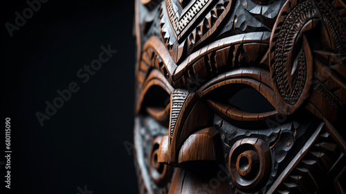 Hand-Carved Wooden Mask Detail © AstralAngel