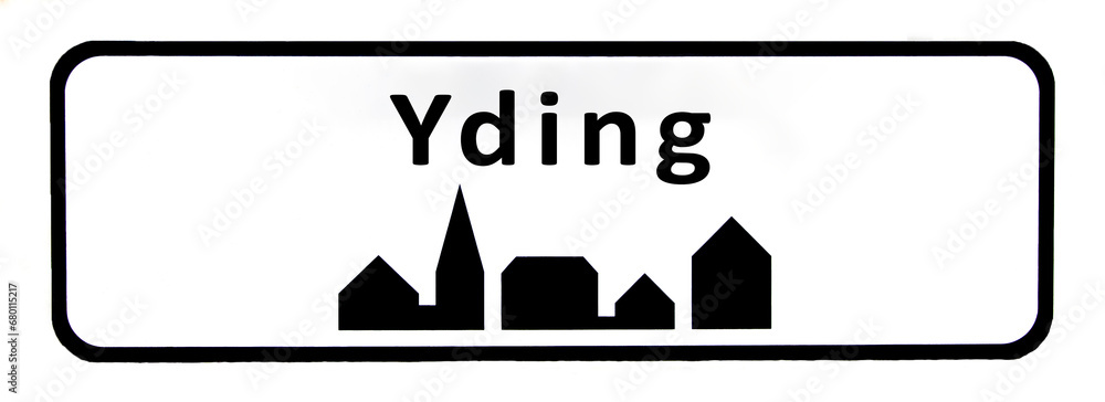City sign of Yding - Yding Byskilt City sign of Yding - Yding Byskilt
