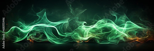 Abstract Green flame fire magic on background