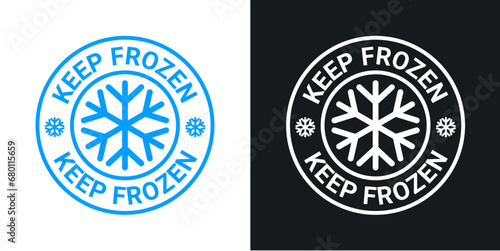 Keep frozen vector logo illustration. Frozen product label badge pictogram. Winter frozen food symbol sticker packaging.