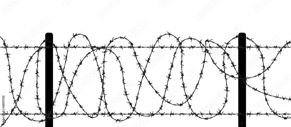 Photo & Art Print Barbed seamless wire vector fence barbwire border ...