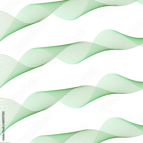 Abstract background with lines. Vector background with waves. Background for music album  poster  card  advertisement. Element for design isolated on white. Green wave