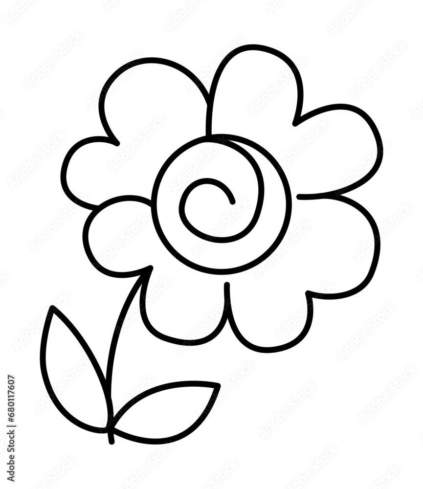 Vector black and white flower icon. Line plant clipart. Cute outline floral illustration. Funny coloring page for kids with nature or garden concept. Vector black and white flower icon. Line plant clipart. Cute outline floral illustration. Funny coloring page for kids with nature or garden concept.