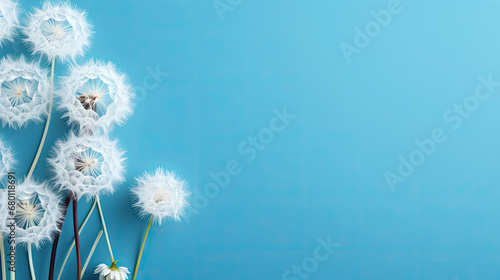 Cute Dandelion Flower On Blue Background