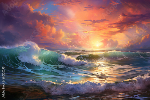 Luminoscent sea waves glittering, cinematic ocean wave, nature, full hd wallpaper, high resolution background