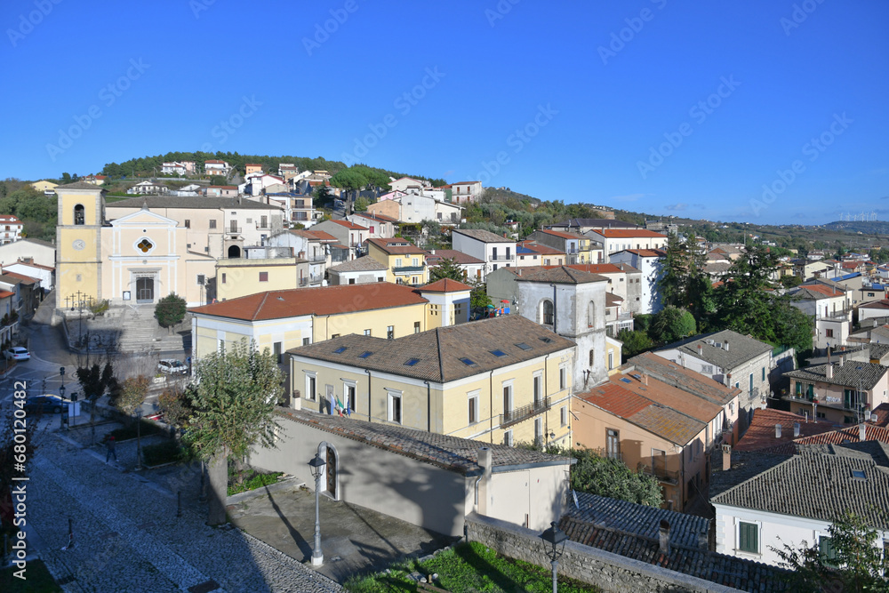 Panoramic view of Gesualdo, a village in the Campania region, Italy.