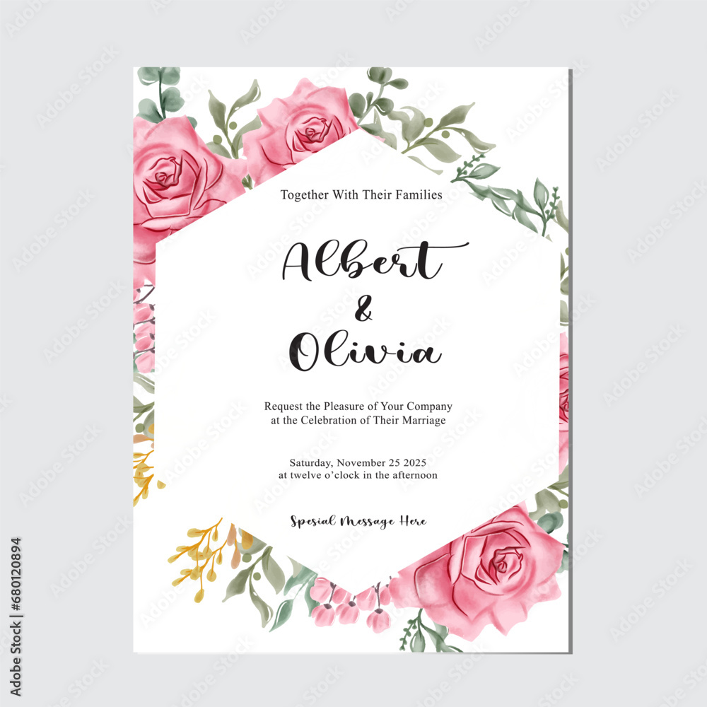 wedding card with pink rose for card, wedding card, poster wedding card with pink rose for card, wedding card, poster