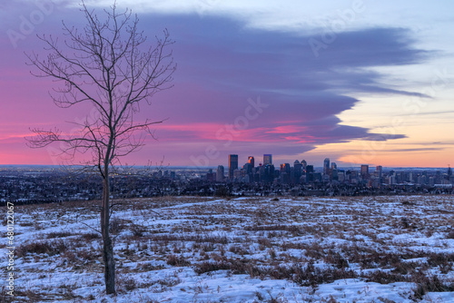 Winter landscape in Calgary at sunrise