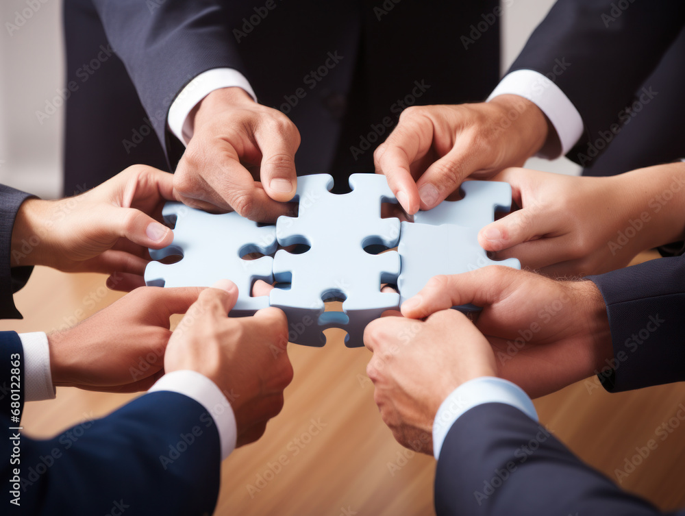 Business people do puzzles Business people do puzzles