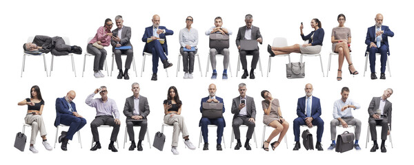 People sitting on a chair and waiting