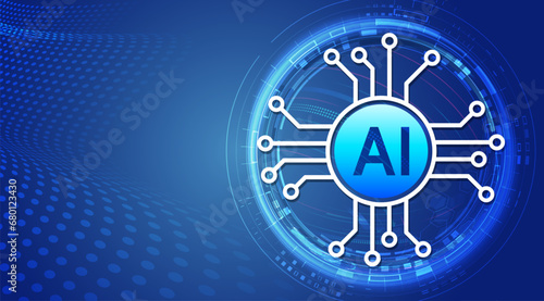 Abstract Digital brain, vector software digital code. The circuit board of artificial intelligence. High tech concept on a dark blue background, data analysis, data science. Network interpretation.