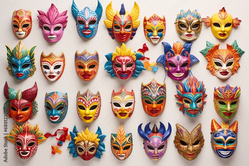 Vibrant Carnival Extravaganza: Colorful Masks and Elaborate Costumes