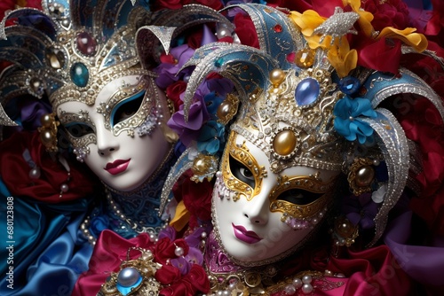 Vibrant Carnival Extravaganza: Colorful Masks and Elaborate Costumes