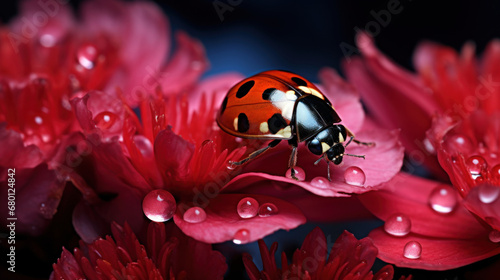 Floral Visitor Macro-Shot of a Ladybug Resting on a Flower