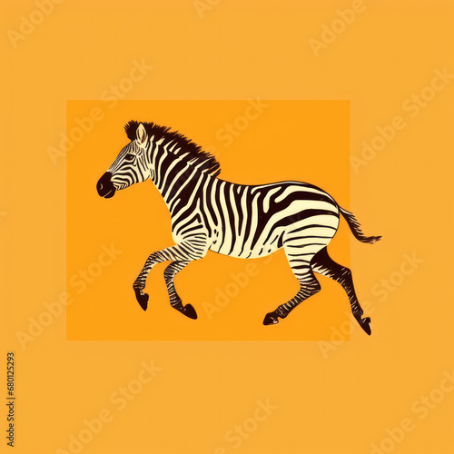  A minimalist drawing of a lively zebra galloping  