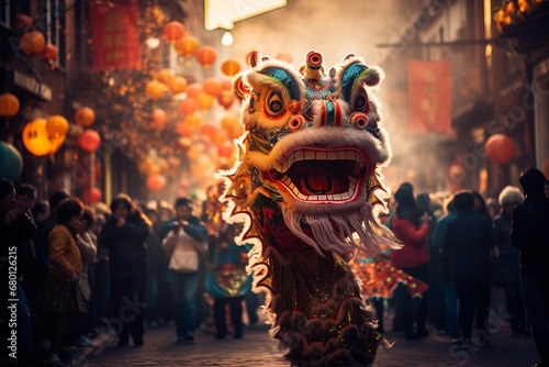 Vibrant Chinese Lion Dance Celebration