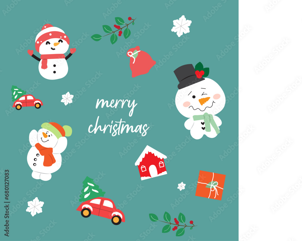 flat christmas card with santa claus set for chisrtmas days flat christmas card with santa claus set for chisrtmas days