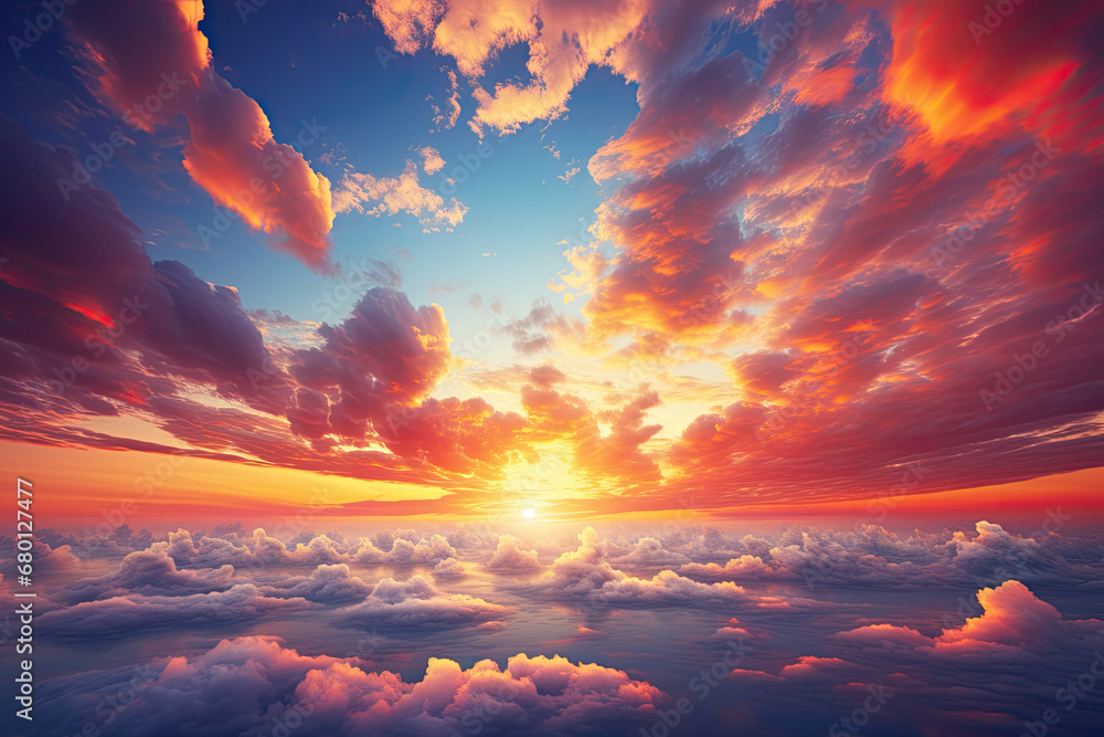 Amazing sunset sky and clouds. Generative AI - obrazy, fototapety, plakaty 