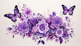 violet floral background, floral background with butterflies, abstract floral background, Cute Purple Flower Butterfly Floral