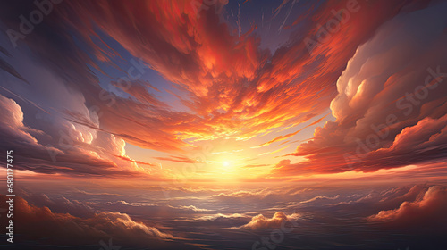 Amazing sunset sky and clouds. Generative AI photo