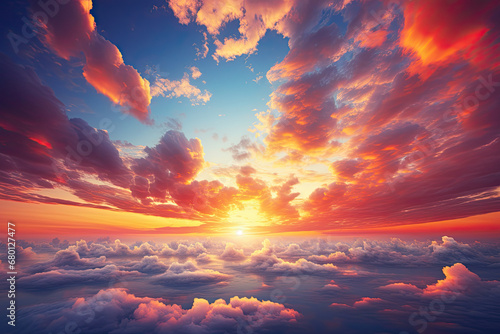 Amazing sunset sky and clouds. Generative AI