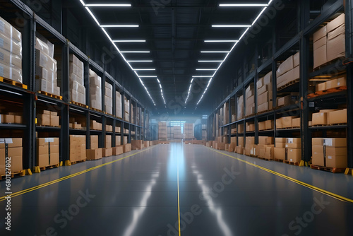 warehouse with boxes on shelves © arte ador