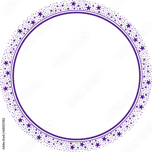 Purple Circle Frame with Purple Sparkling Stars 16