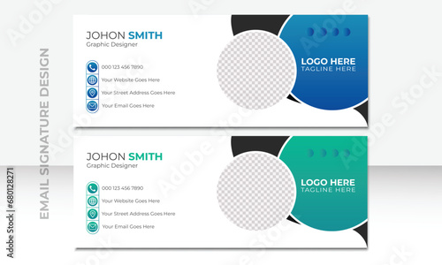 Professional geometric business and corporate email signature with an author photo place. Creative business email signature template or email footer.