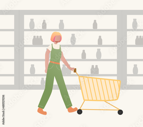 customer shoping isolated vector character