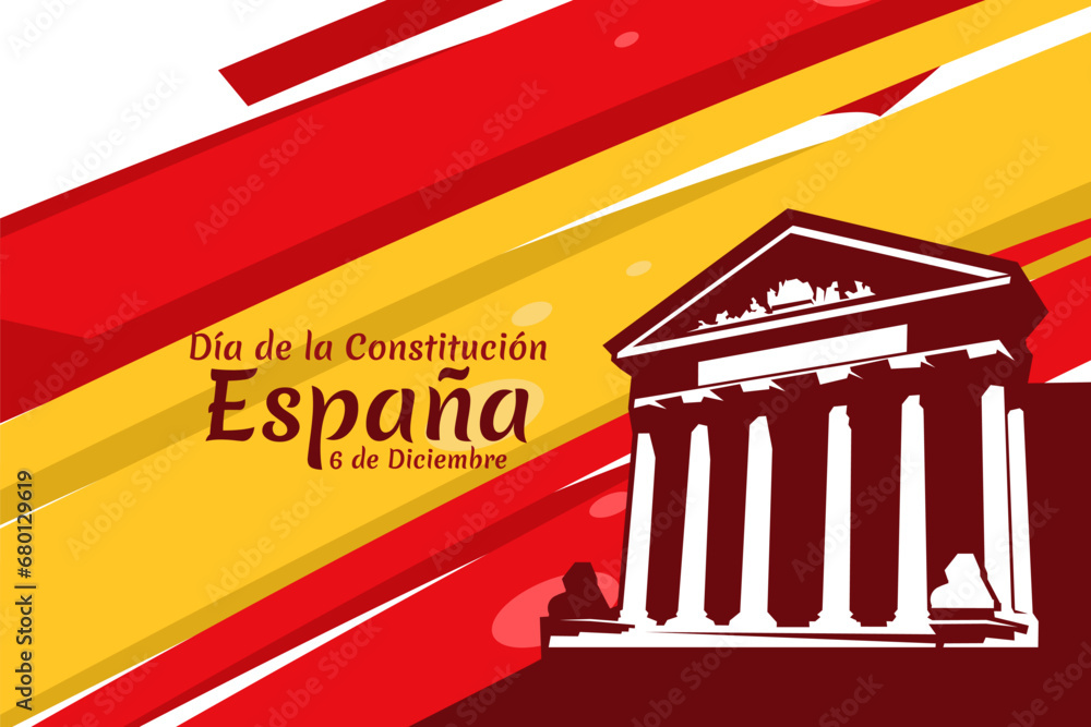 Translation: December 6, Constitutional day of Spain. vector illustration. Suitable for greeting card, poster and banner. - obrazy, fototapety, plakaty 