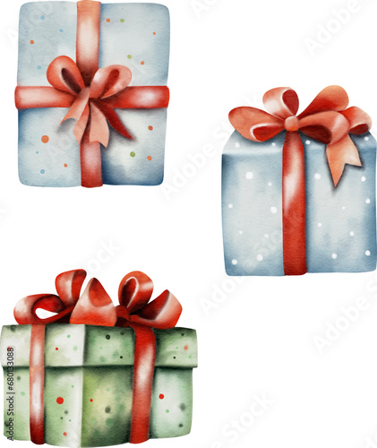 Watercolor Christmas ornament for decoration, Christmas Decoration set