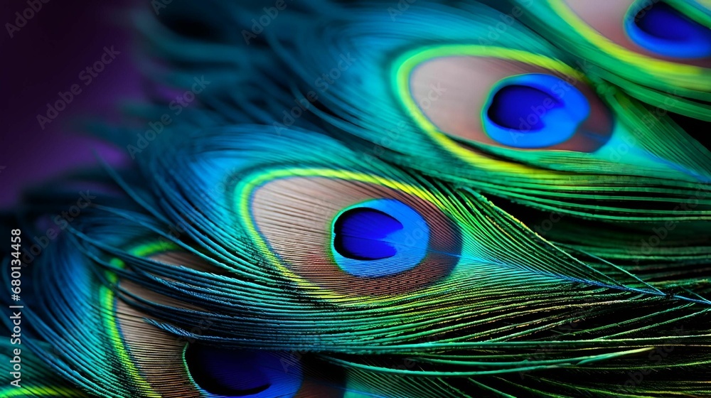 Obraz premium AI generated illustration of vibrant peacock feathers