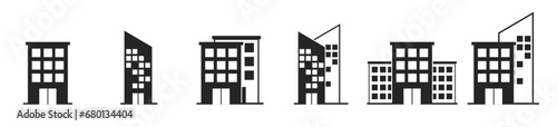 office building, apartment icon symbol, silhouette, black and outline icon