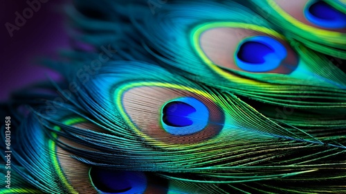AI generated illustration of vibrant peacock feathers