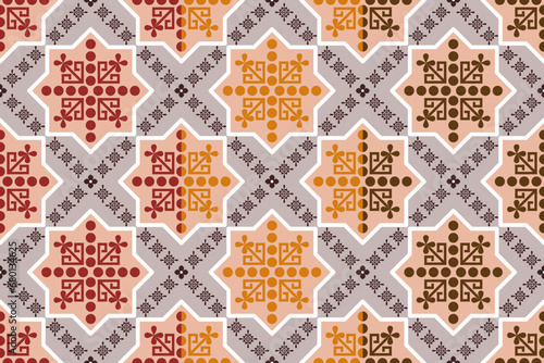ethnic pattern design, repeat and seamless, geometric and floral element for textile.