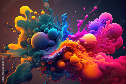 Abstract colorful paint graphic background, AI generated