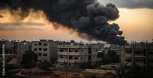 Echoes of Resilience: Silent Narratives in Gaza's Smoke-filled Sky.