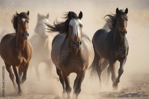 Some horses running outdoors